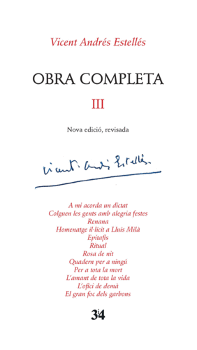 OBRA COMPLETA III  VICENT ANDRÉS ESTELLÉS (NOVA ED