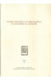 STUDIA HISTORICA ET PHILOLOGICA IN HONOREM. M. BATLORI