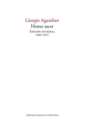 HOMO SACER. EDICION INTEGRAL